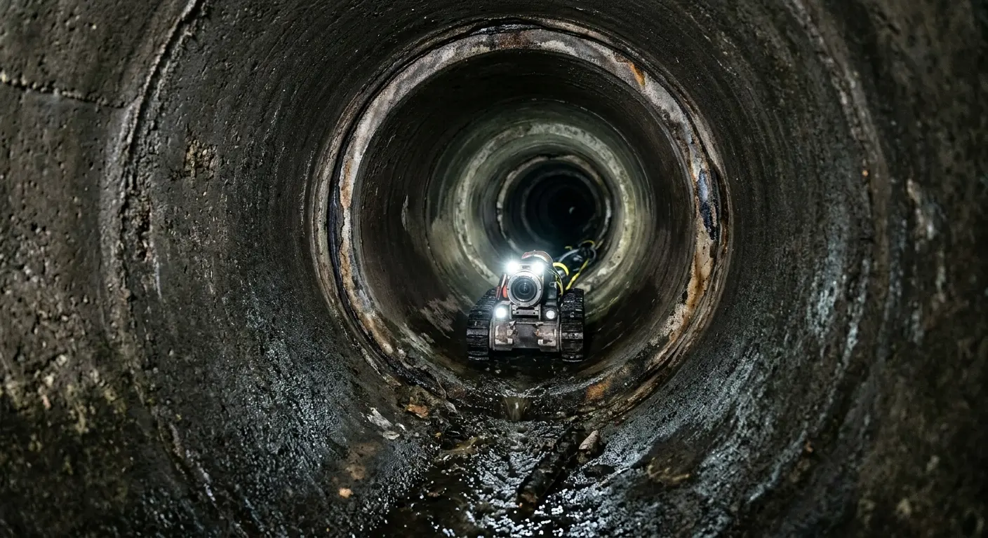 Robotic sewer camera inspecting pipe interior for Sewer Line Repair in Derry